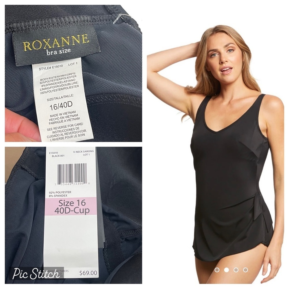 New Roxanne black‎ 
V Neck Sarong
One Piece Swimsuit size 16(40DCup)